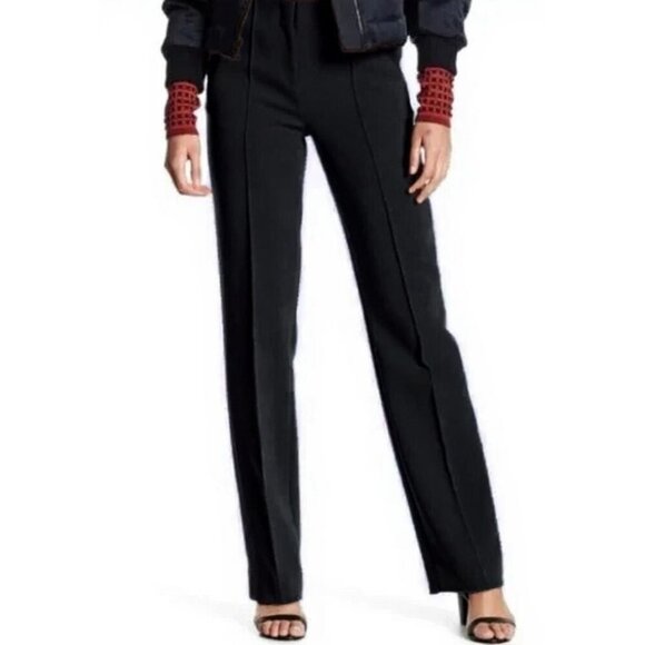 DVF Diane Von Furstenberg Black Pleat Front Straight Leg Pants Size 4 - Picture 1 of 11